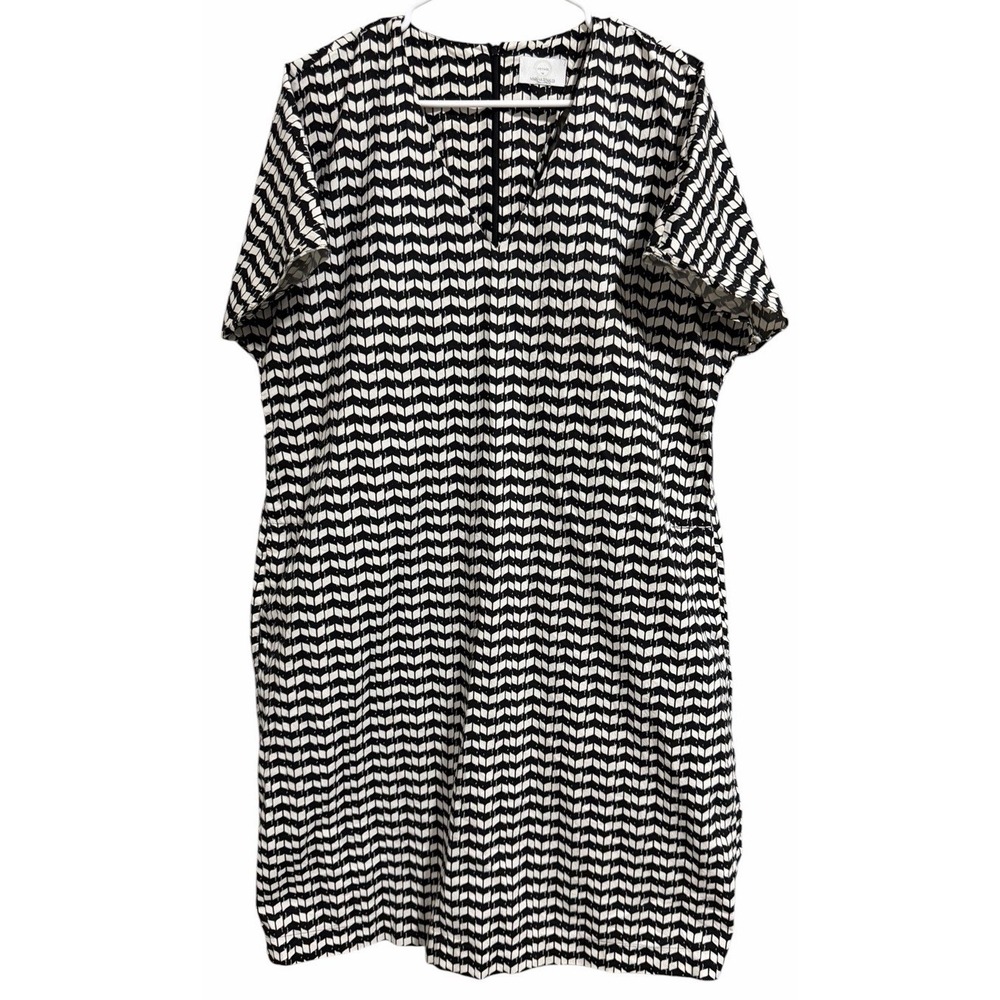 VOYAGE By MARINA‎ RINALDI V Neck Sheath Dress Black/White Women's Size Large?